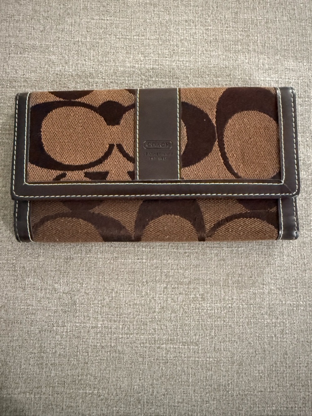 Coach Brown Hampton Signature Wallet & Checkbook